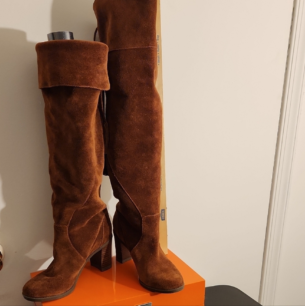 Dr. Scholl's Chestnut Suede Heeled Boots